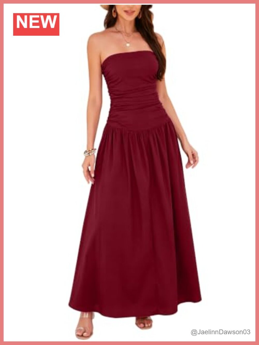 Strapless Cotton Maxi Dress A-Line Tube Top Wedding Guest Formal